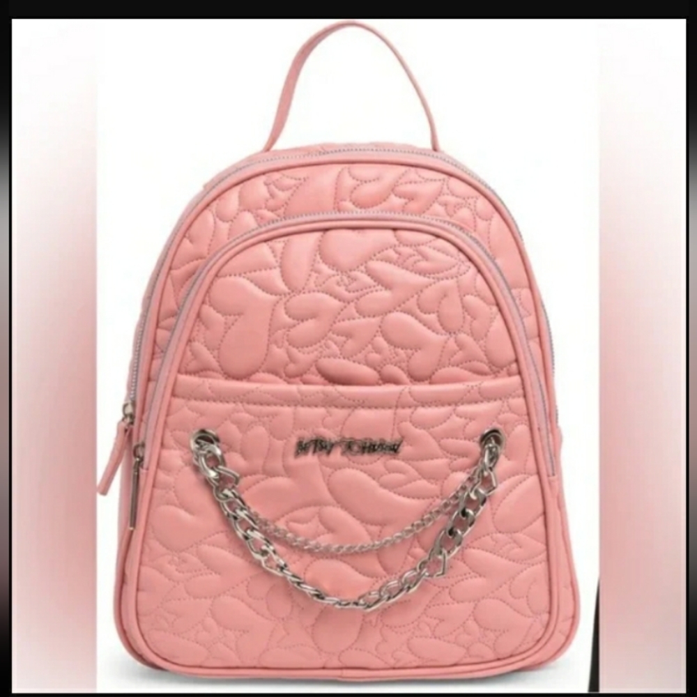 Betsey Johnson Heart Quilted Mid Size Backpack